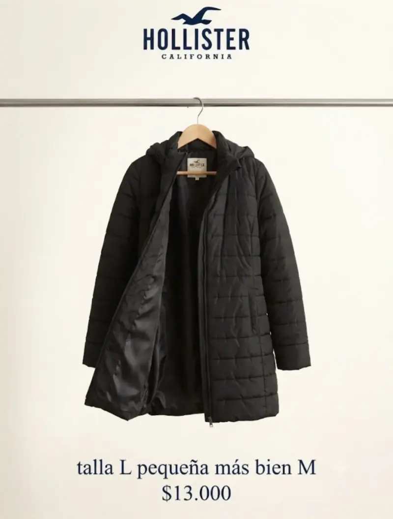 Abrigo negro Hollister talla M