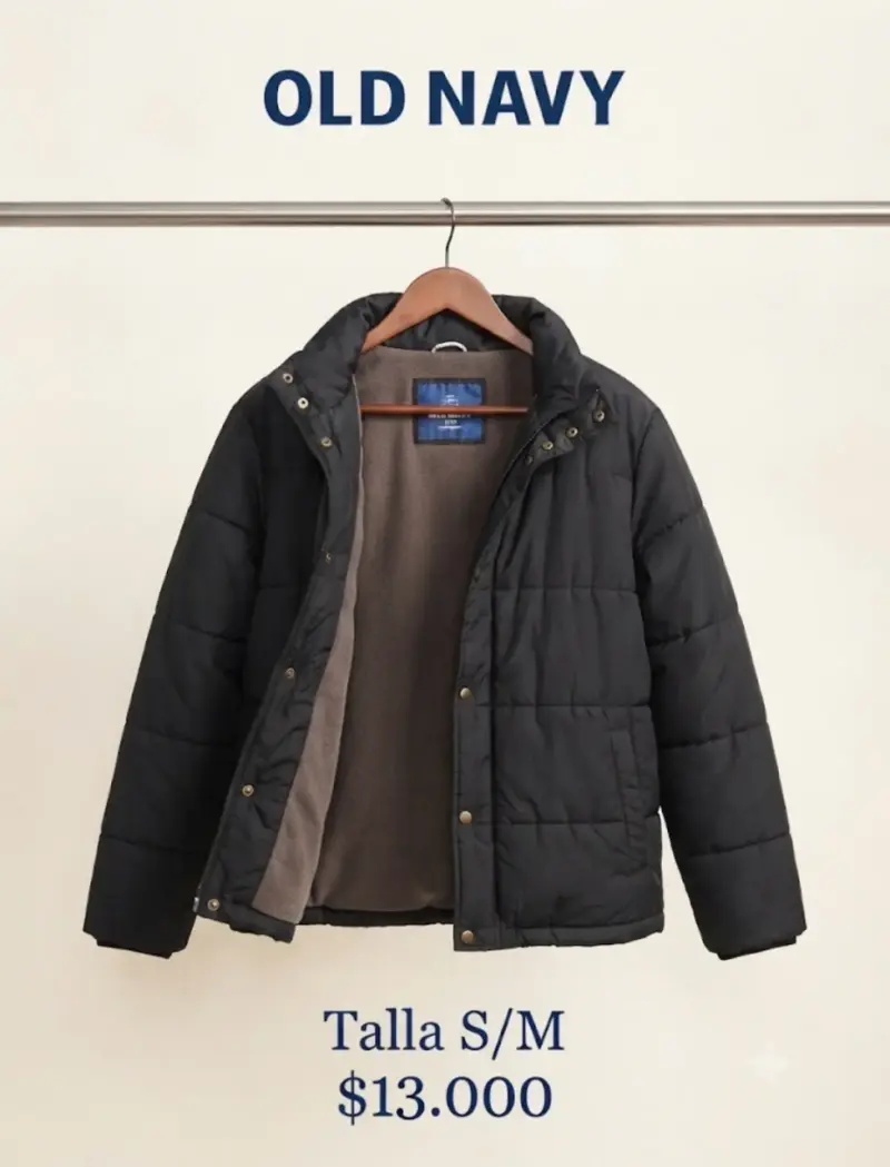Chaqueta acolchada Old Navy negra talla S/M