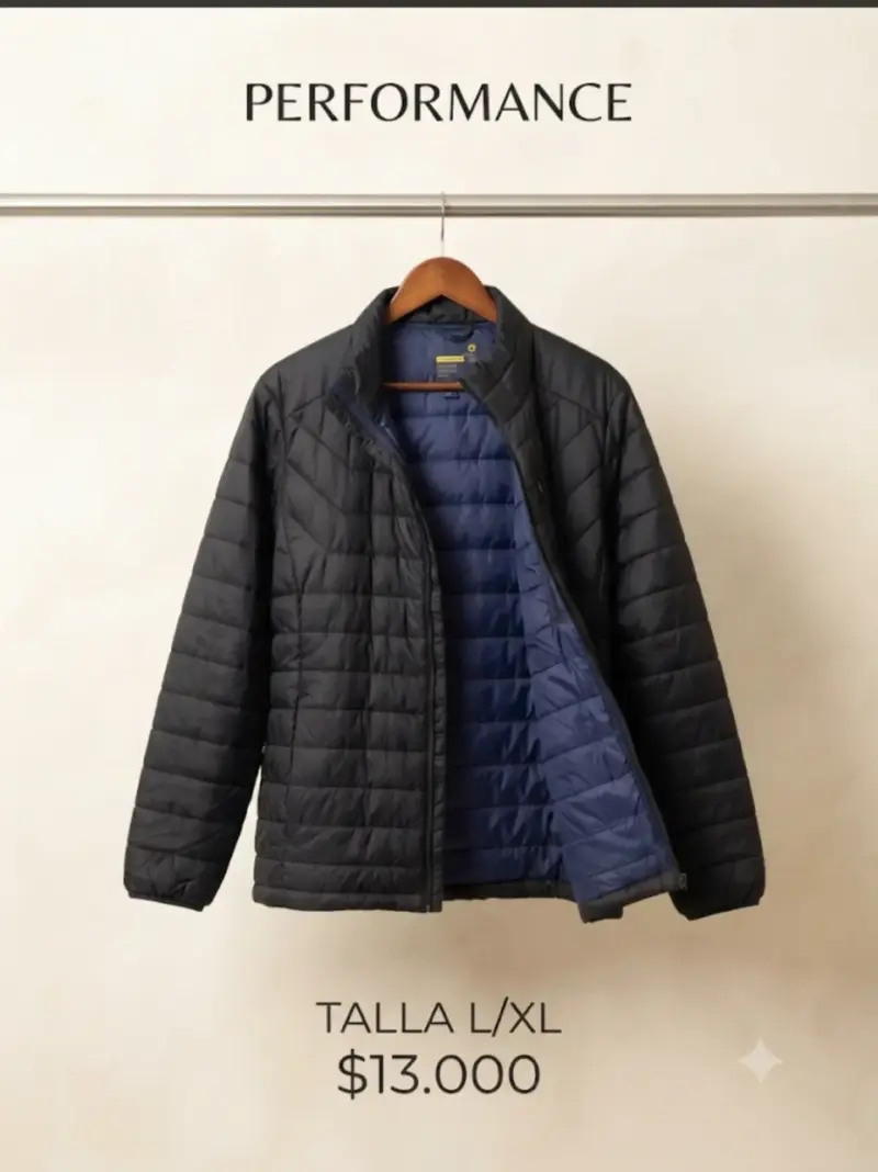 Chaqueta acolchada negra talla L/XL para hombre