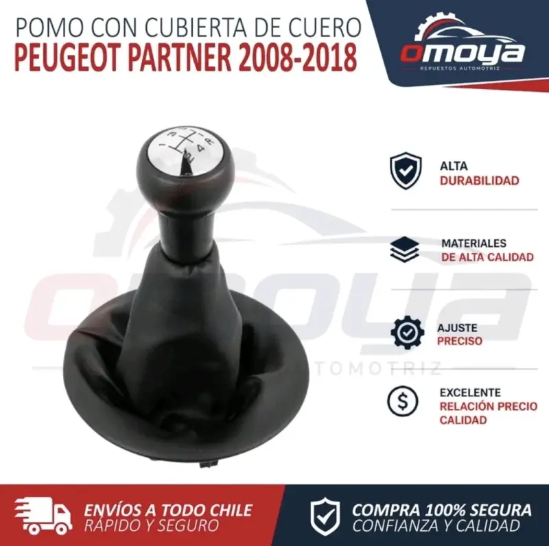 Pomo de cambio con cubierta de cuero para Peugeot Partner 2008-2018