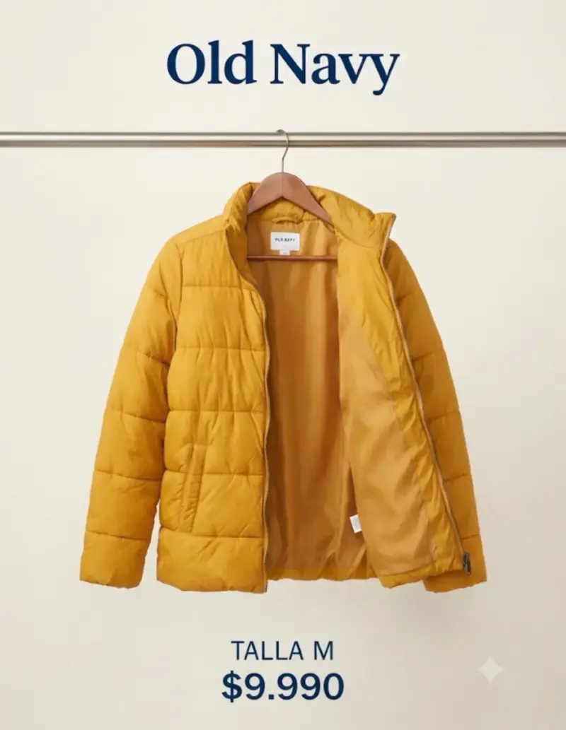 Chaqueta acolchada amarilla Old Navy talla M