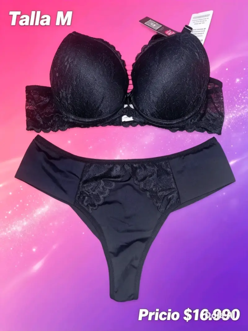 Conjunto de lencería negro talla M