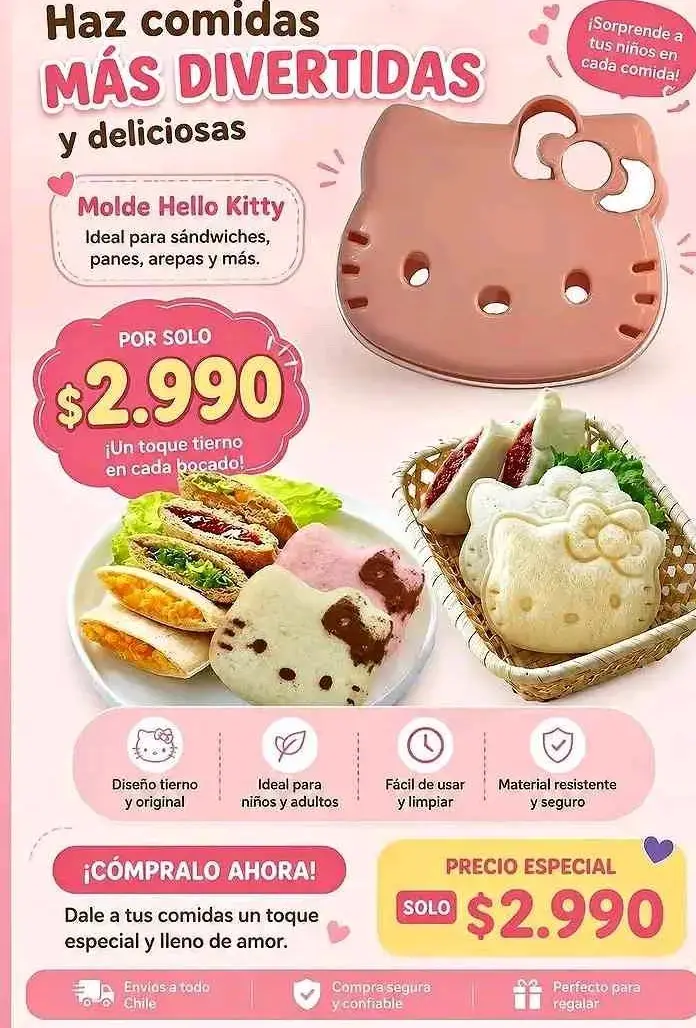 Molde Hello Kitty para sándwiches y panes