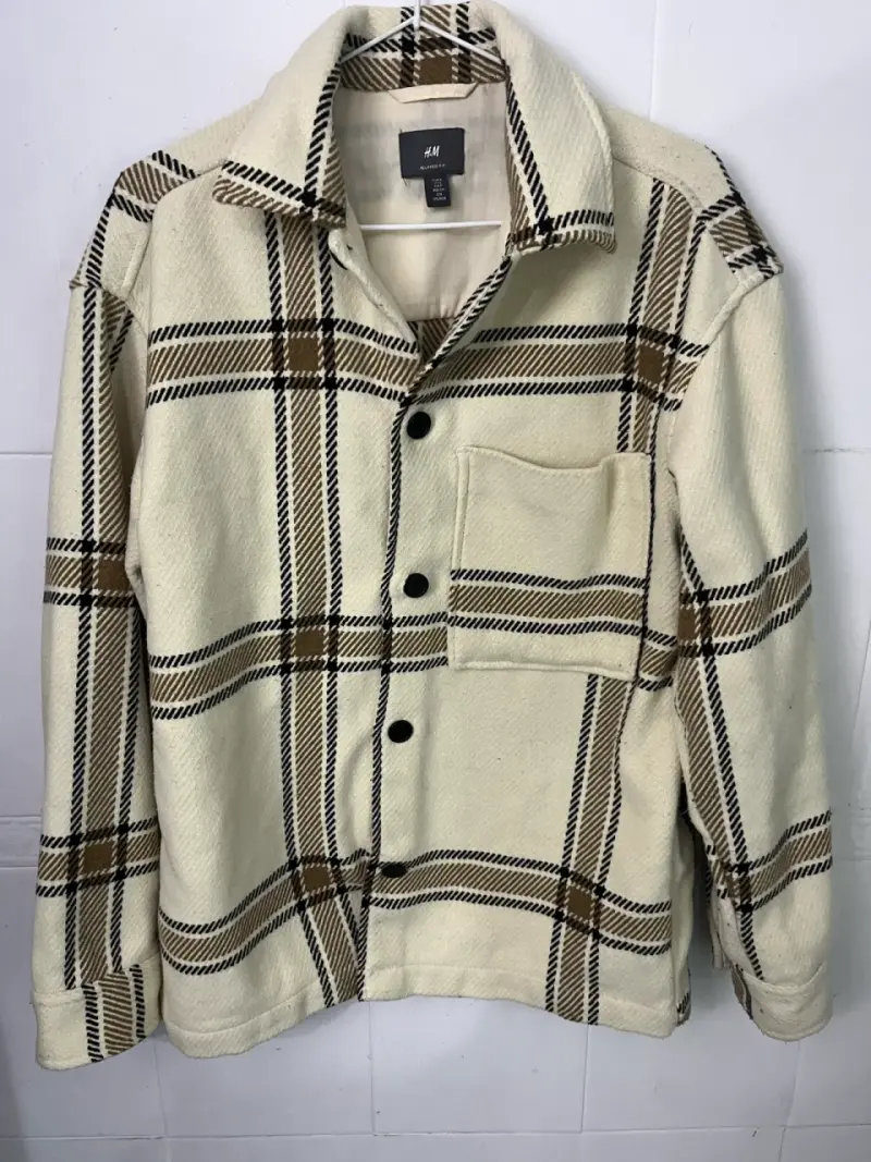 Chaqueta de cuadros beige H&M Relaxed Fit - 1