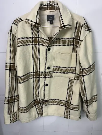 Chaqueta de cuadros beige H&M Relaxed Fit - miniatura 1