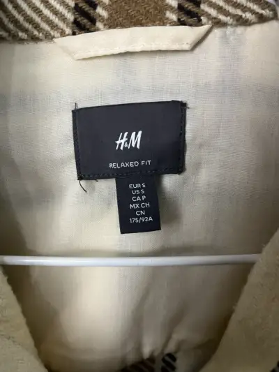 Chaqueta de cuadros beige H&M Relaxed Fit - miniatura 2