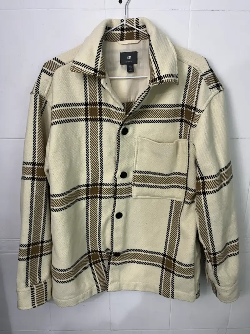 Chaqueta de cuadros beige H&M Relaxed Fit - 3