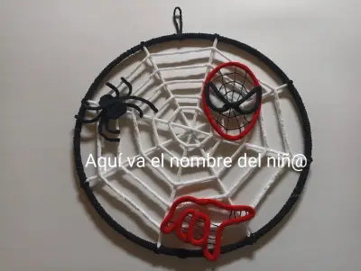 Aro decorativo tejido a crochet con flores - miniatura 4