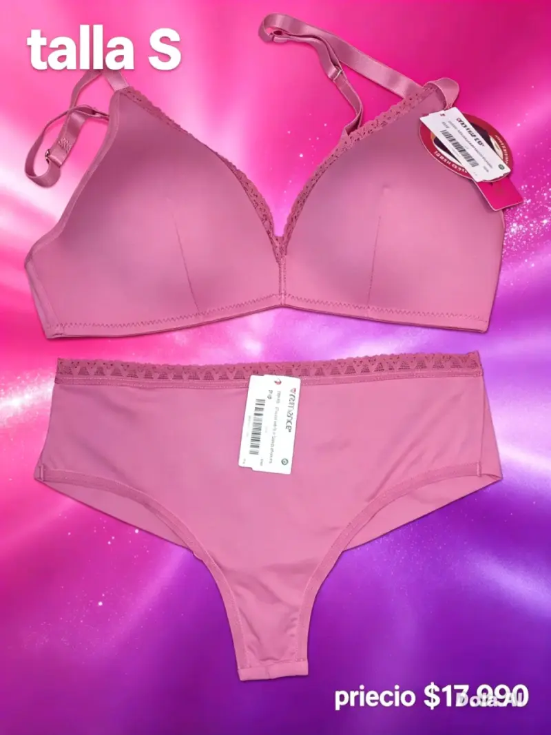 Conjunto de lencería rosado talla S