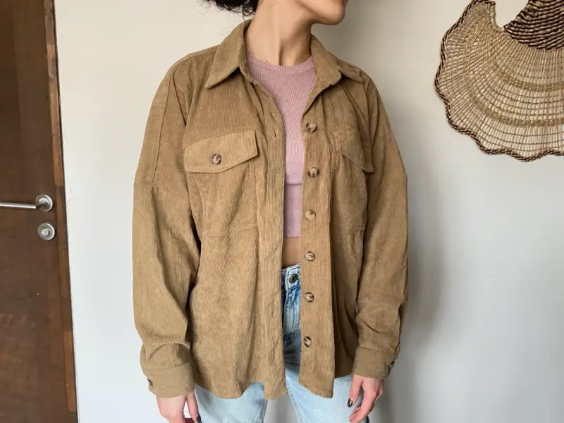 Chaqueta de pana marrón para mujer - 1