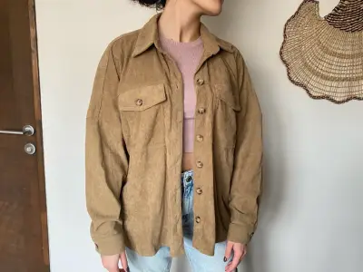 Chaqueta de pana marrón para mujer - miniatura 1