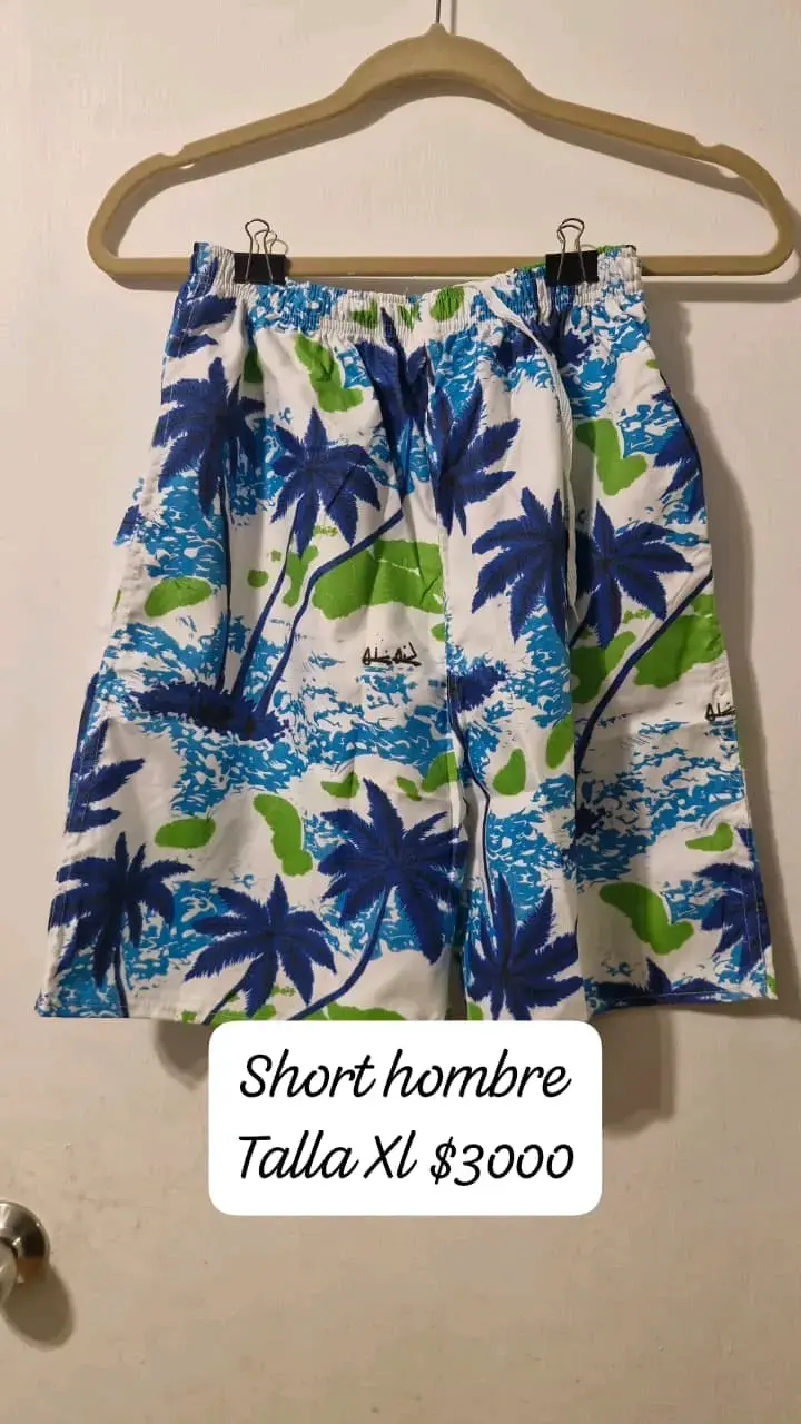 Short de playa para hombre estampado tropical
