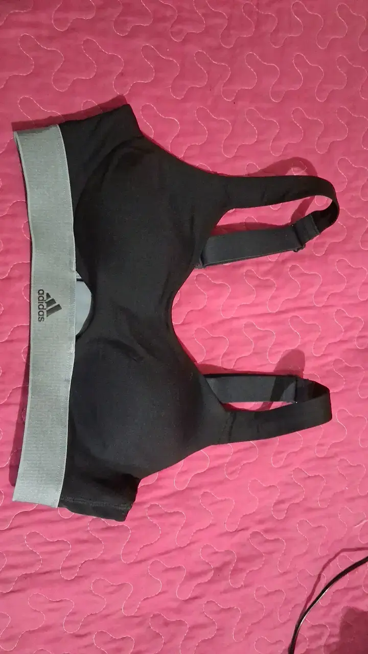 Sostén Deportivo Negro Adidas con Banda Gris - 1
