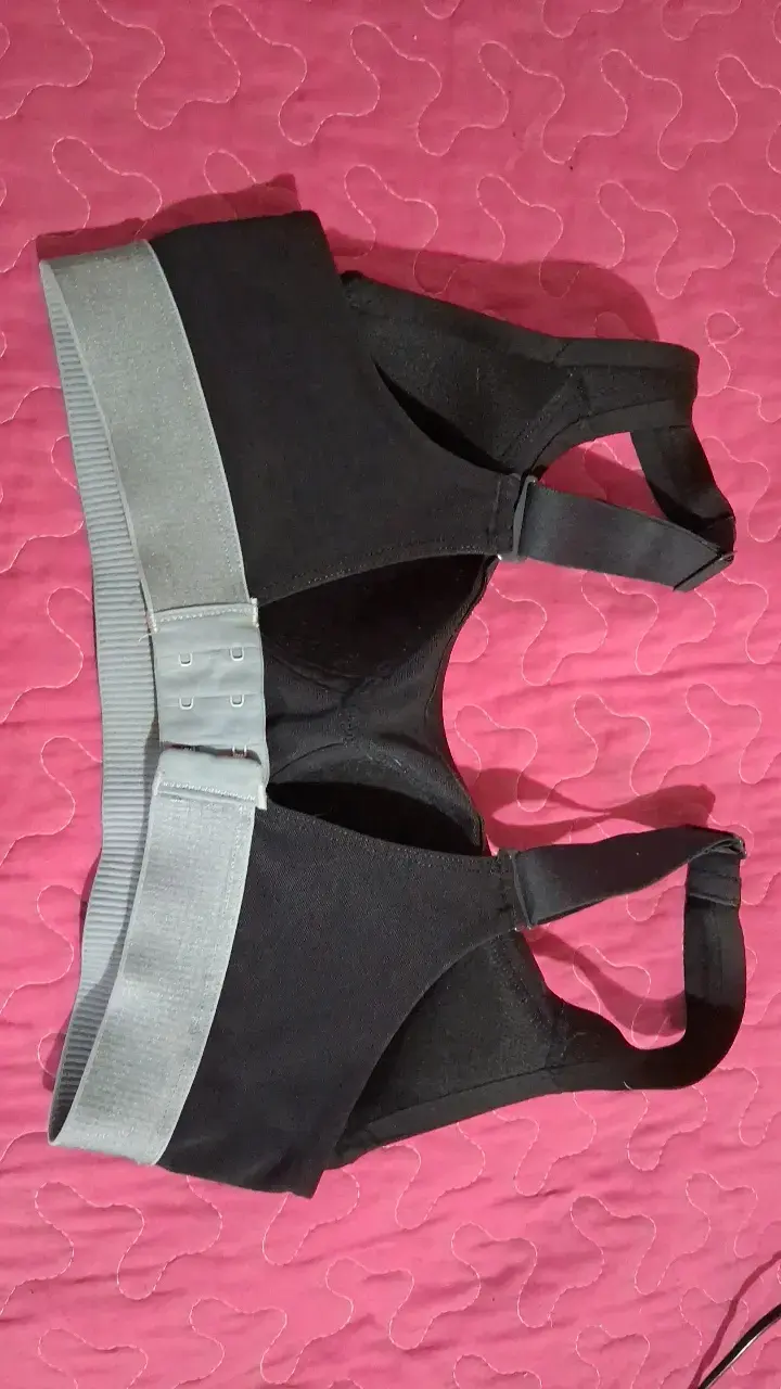 Sostén Deportivo Negro Adidas con Banda Gris - 2