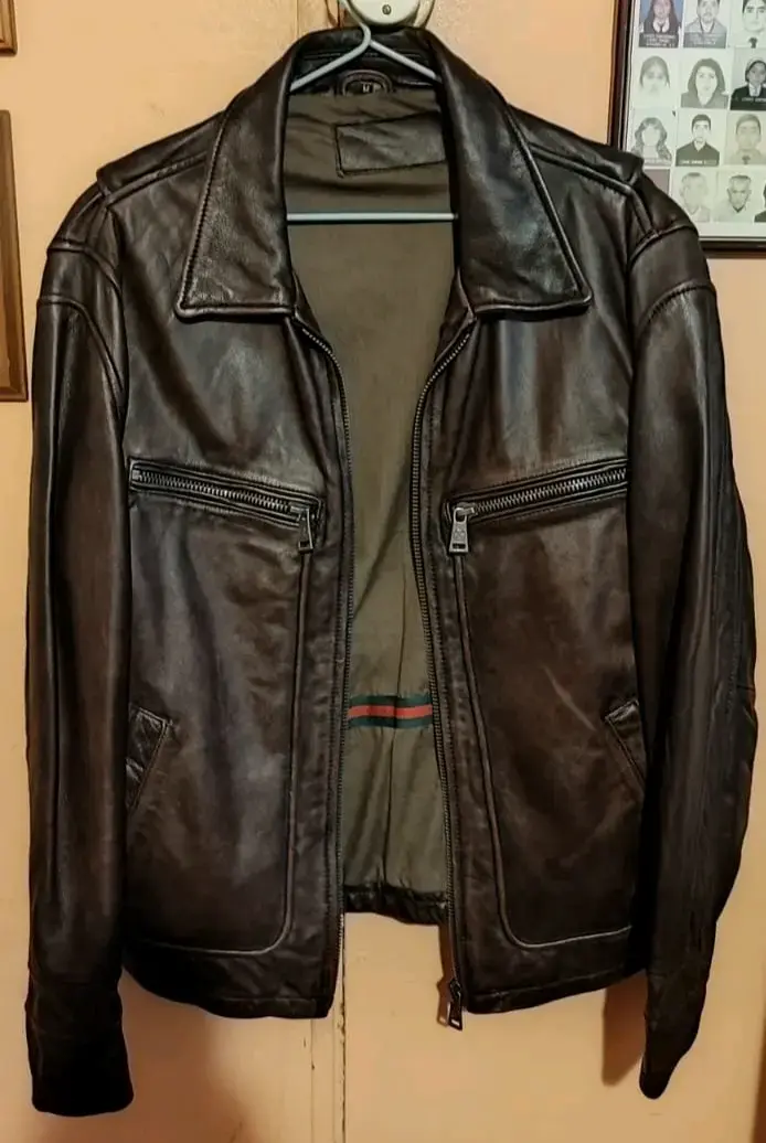 Chaqueta de ecocuero marrón para hombre - 1