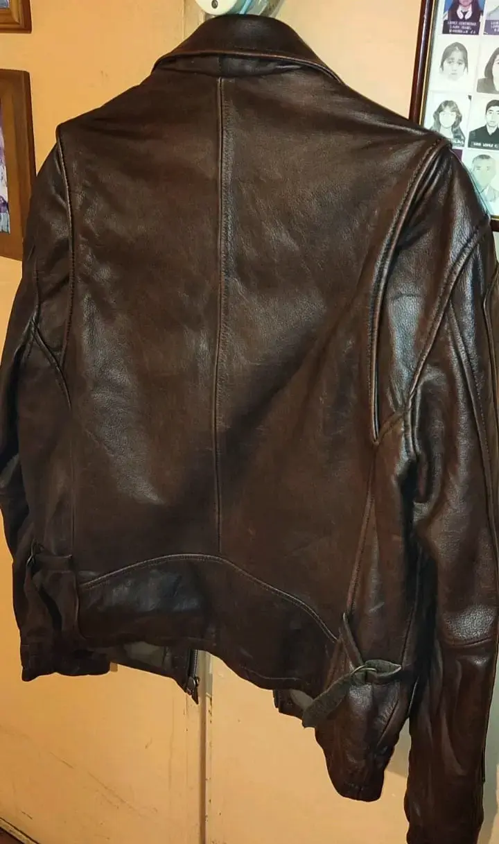 Chaqueta de ecocuero marrón para hombre - 2