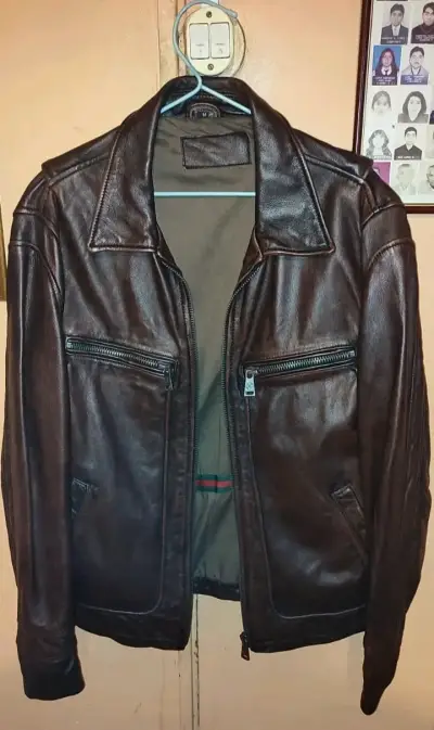 Chaqueta de ecocuero marrón para hombre - miniatura 4