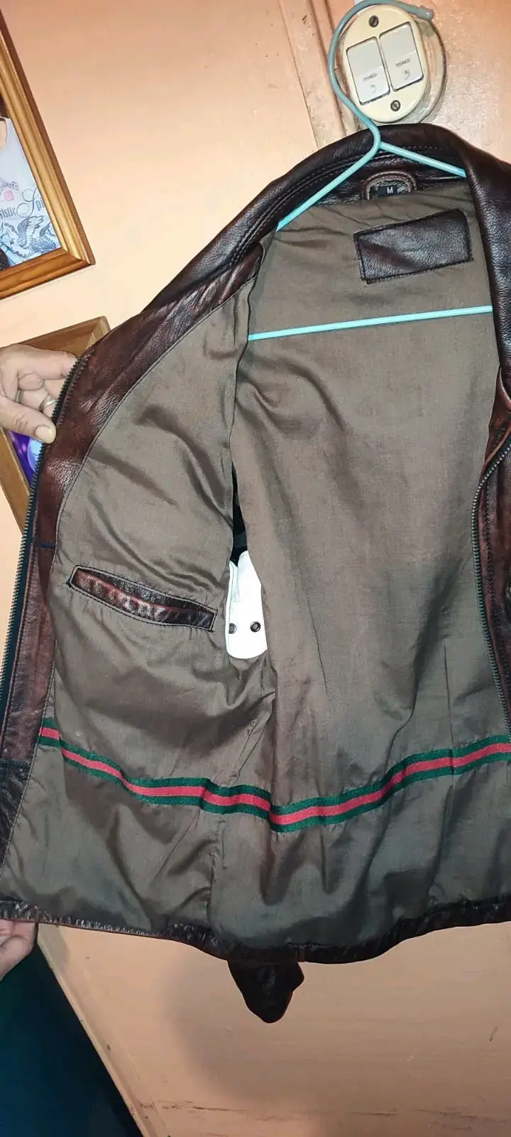Chaqueta de ecocuero marrón para hombre - 5