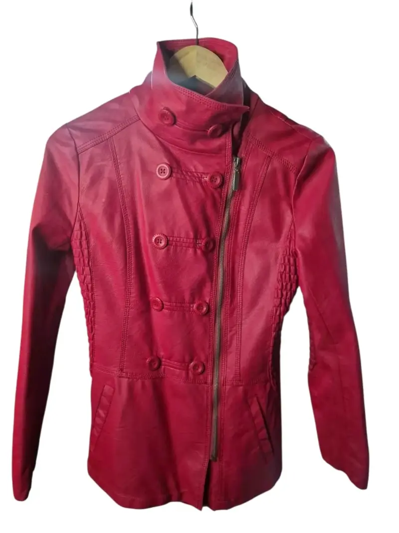 Chaqueta de cuero roja para mujer - 1