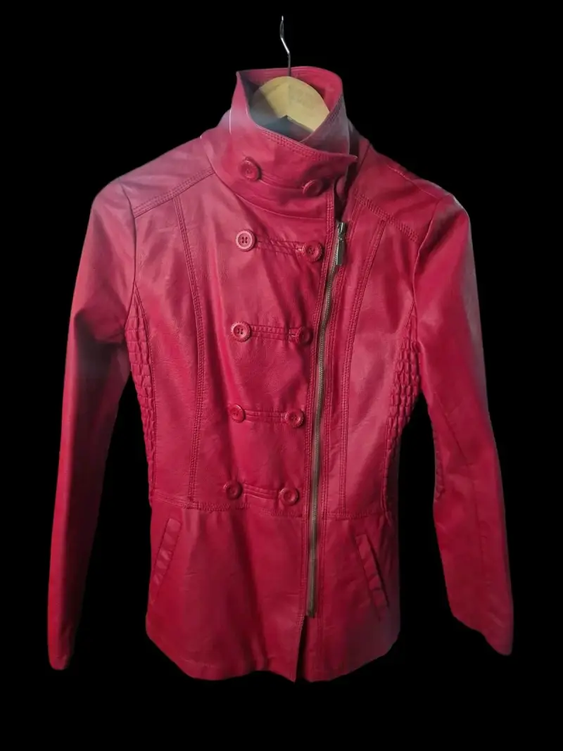 Chaqueta de cuero roja para mujer - 3