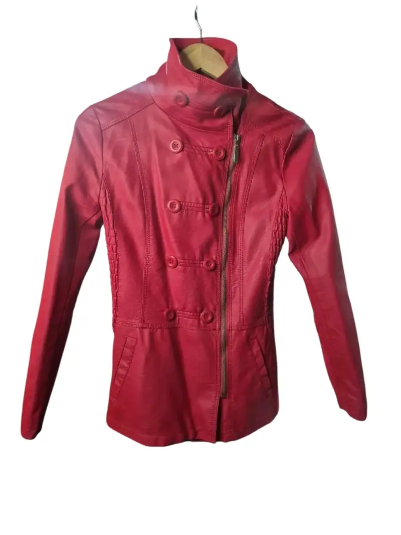 Chaqueta de cuero roja para mujer - 5