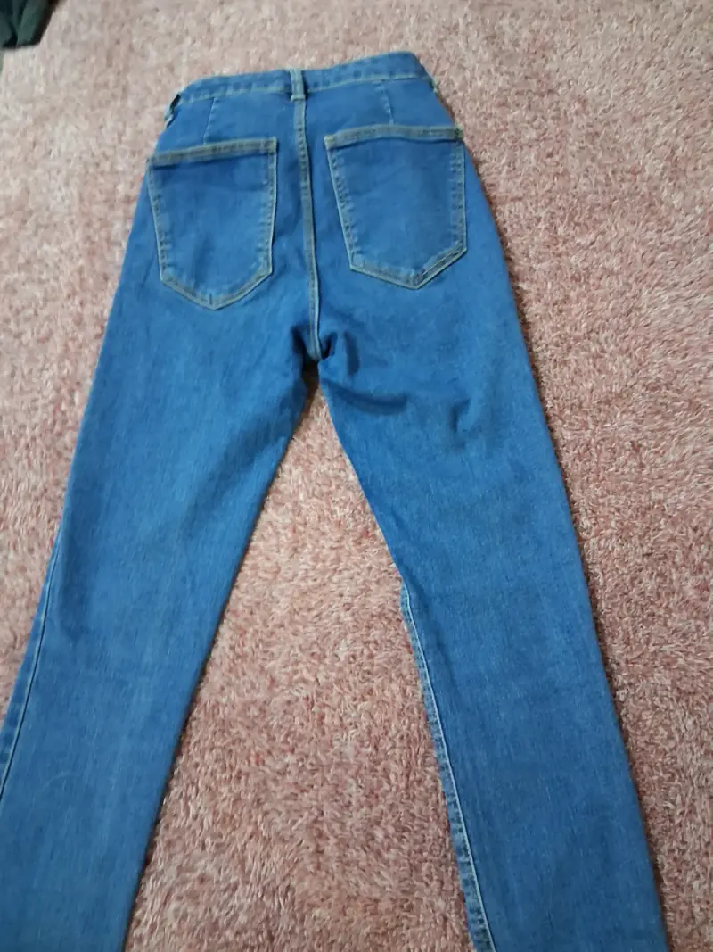 Jeans ajustados de mezclilla azul Zara - 2