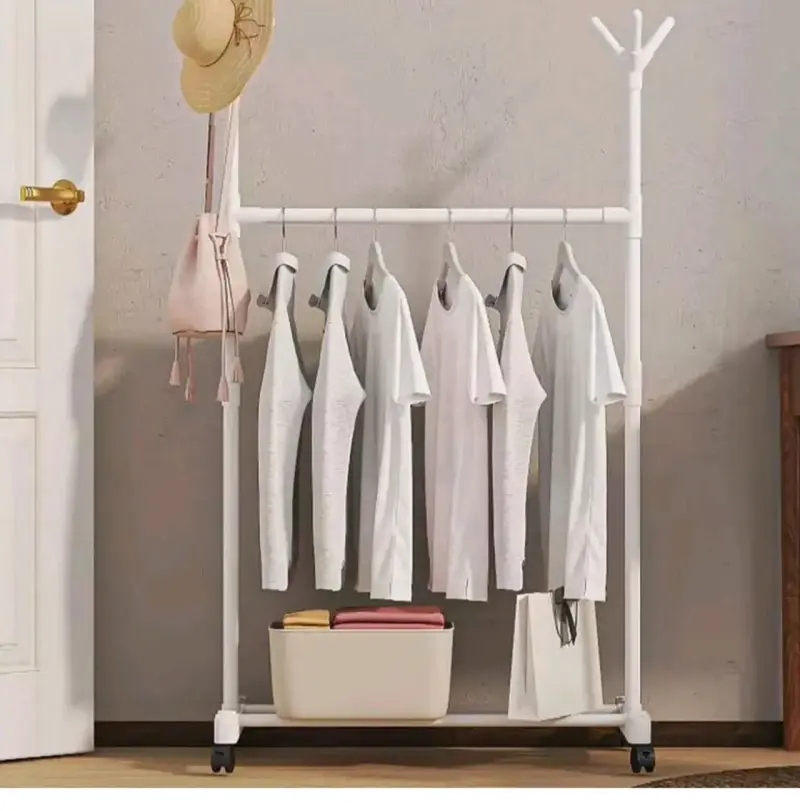 Perchero de Ropa con Ruedas Blanco - 1