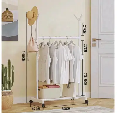 Perchero de Ropa con Ruedas Blanco - miniatura 2