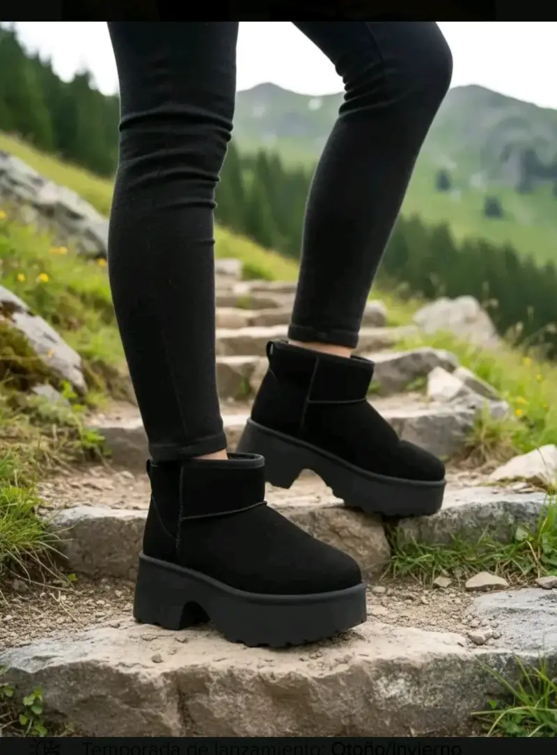 Botines Negros de Plataforma para Mujer - 2