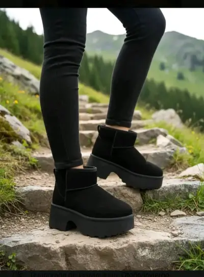Botines Negros de Plataforma para Mujer - miniatura 2