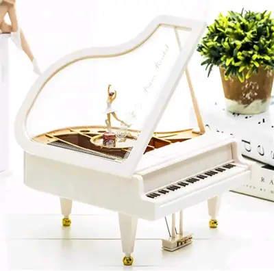 Caja musical piano blanco con bailarina - miniatura 4