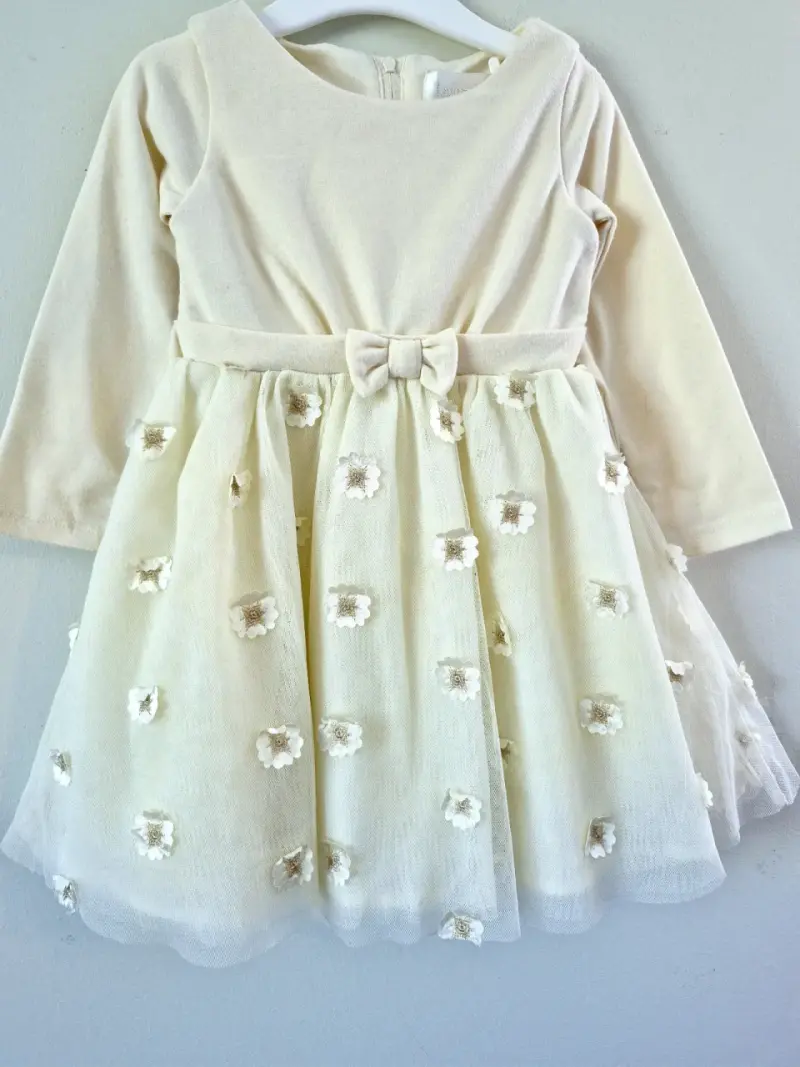 Vestido de niña blanco con flores - 2