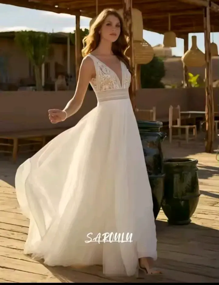 Vestido de novia blanco con encaje
