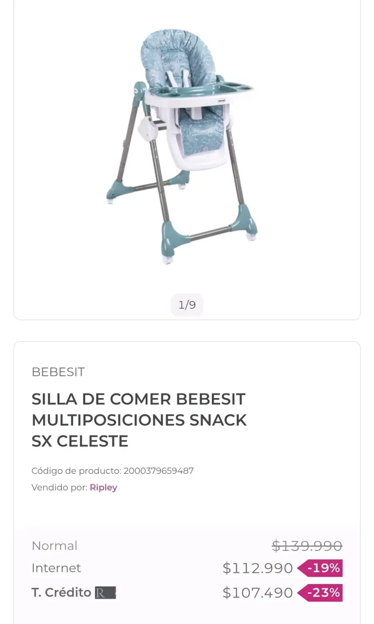 Silla de Comer Bebesit Multiposiciones Celeste - 2