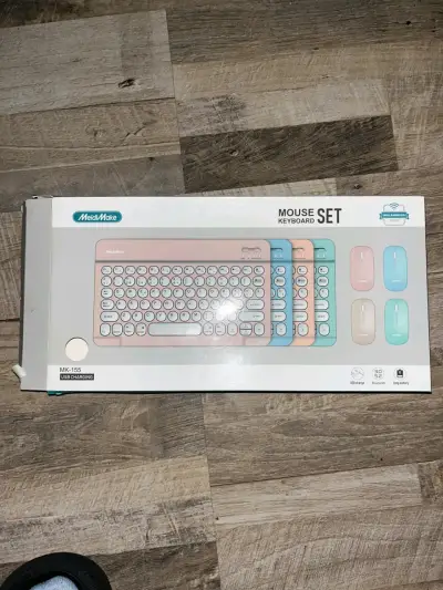 Set de teclado y mouse inalámbrico MeidMake pastel - miniatura 1