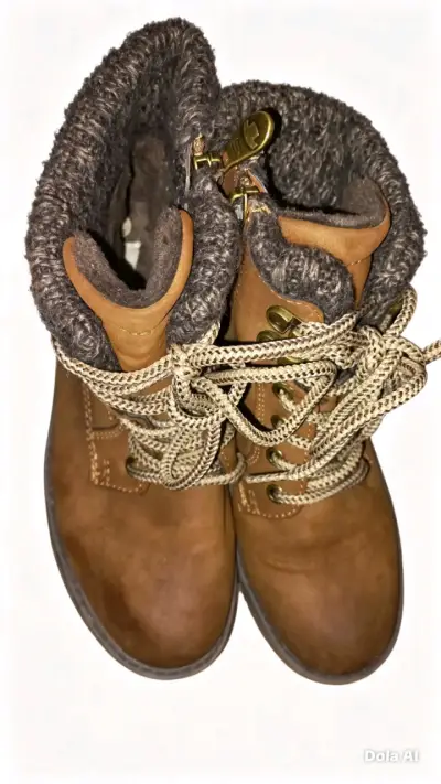 Botas de cuero marrón Tom Tailor con forro cálido - miniatura 3