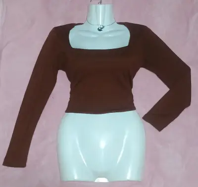 Top marrón de manga larga para mujer - miniatura 1