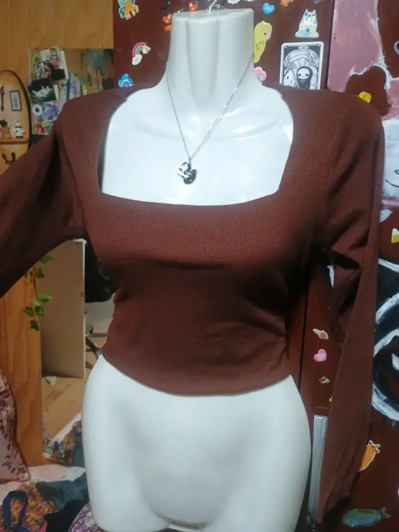 Top marrón de manga larga para mujer - 3