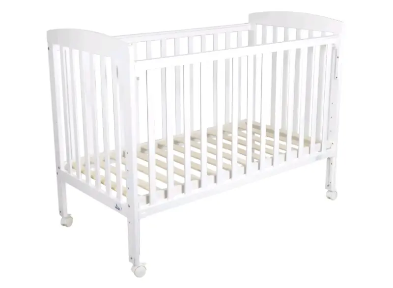 Cuna de madera blanca con ruedas - 1