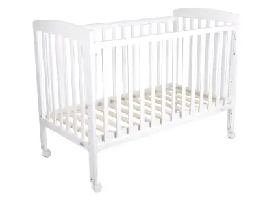 Cuna de madera blanca con ruedas - miniatura 1