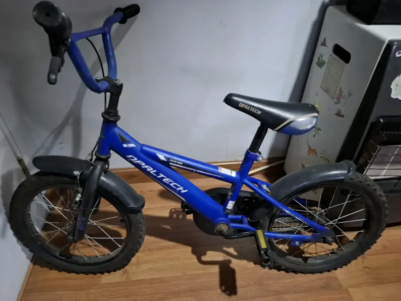Bicicleta infantil Opaltech azul con frenos - 1