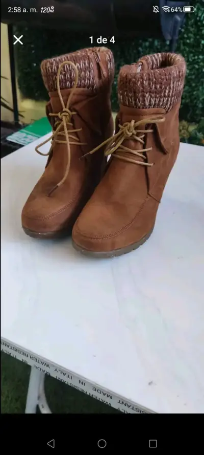 Botines de mujer color café con tacón - miniatura 1