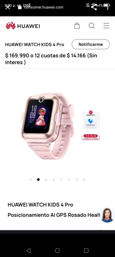 Smartwatch Huawei Watch Kids 4 Pro Rosado - miniatura 3