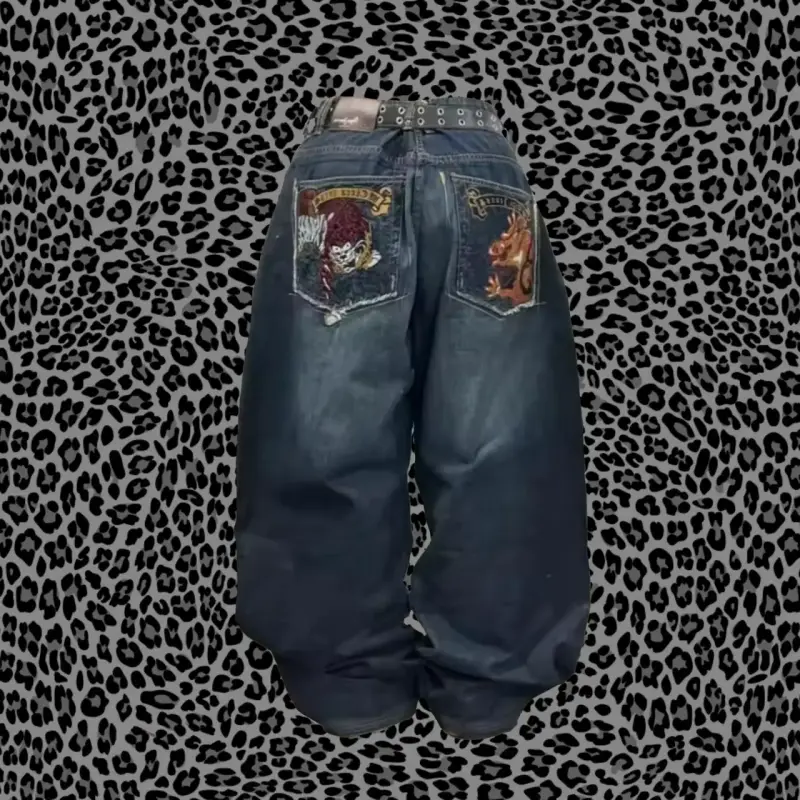 Jeans anchos de León y dragón chino - 1