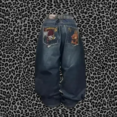 Jeans anchos de León y dragón chino - miniatura 1