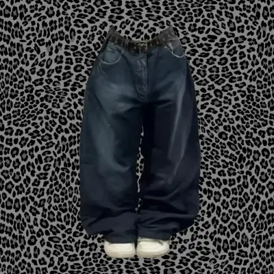 Jeans anchos de León y dragón chino - miniatura 2