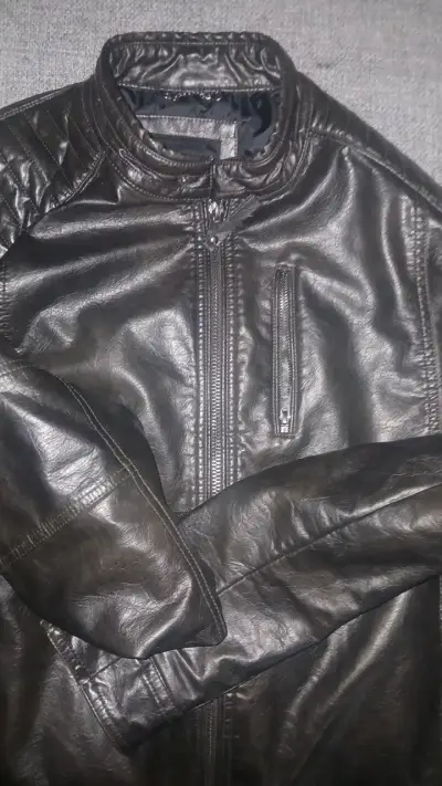 Chaqueta de cuero negra para hombre talla L - miniatura 1