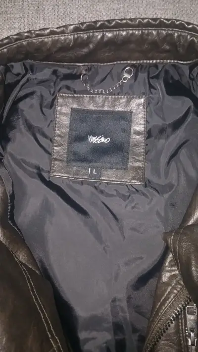 Chaqueta de cuero negra para hombre talla L - miniatura 2