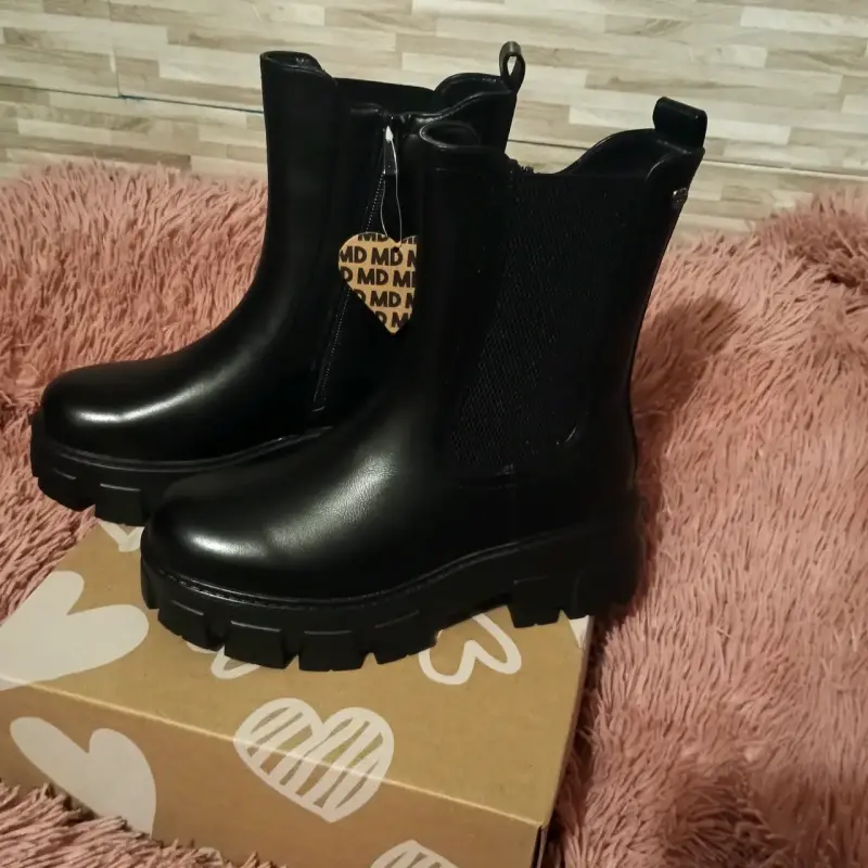 Botines de cuero negro con plataforma - 3
