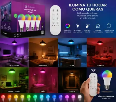 Pack de 4 ampolletas LED RGB inteligentes - miniatura 5